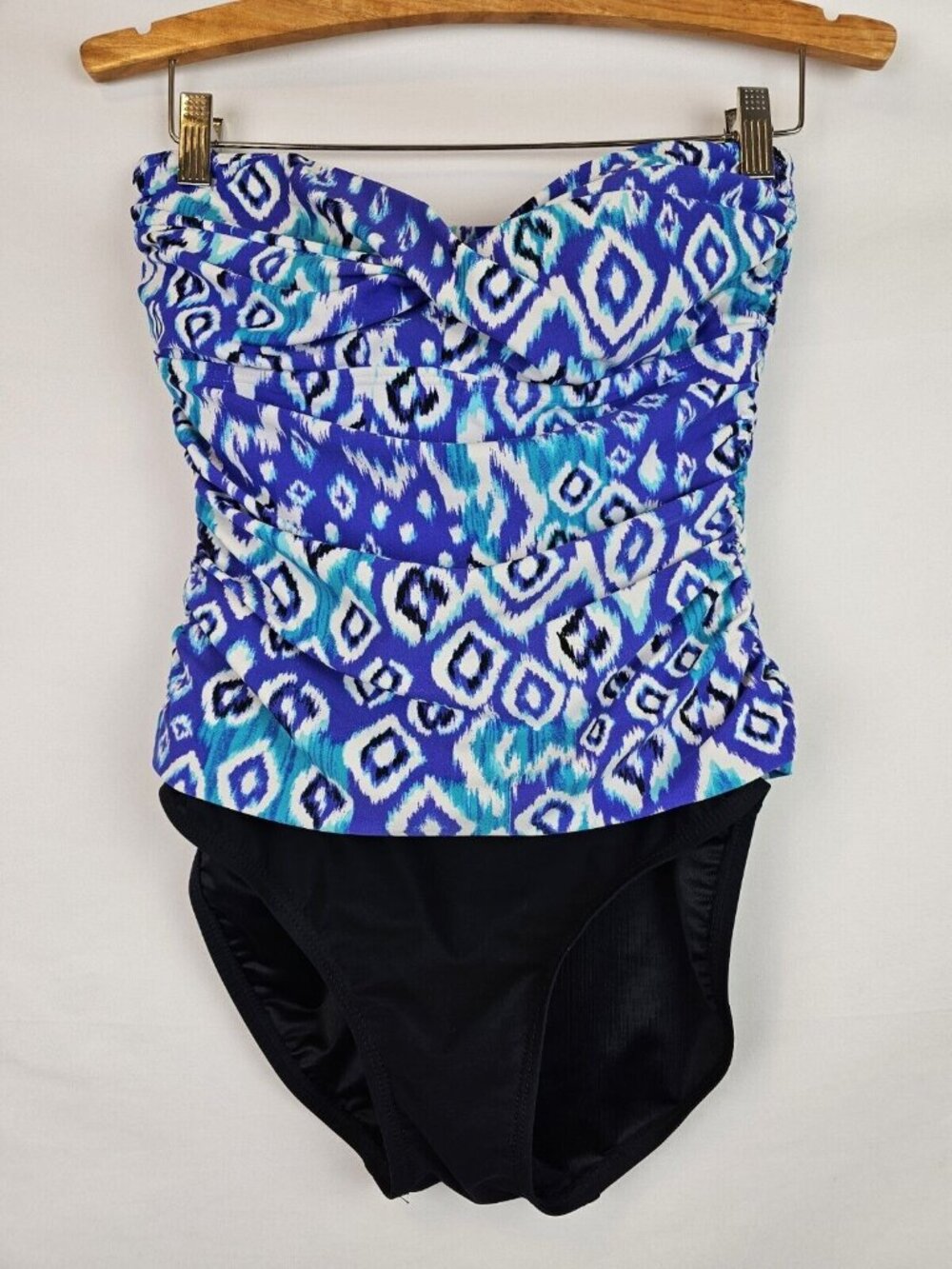 Beach Diva Women's One Piece Swimsuit Size 12 Blue Strapless Padded Swim